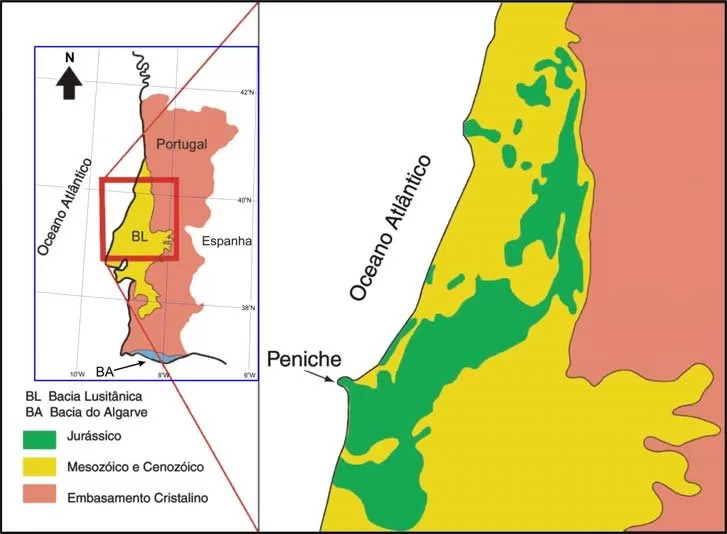 Mapa de Localização da Bacia Lusitânica