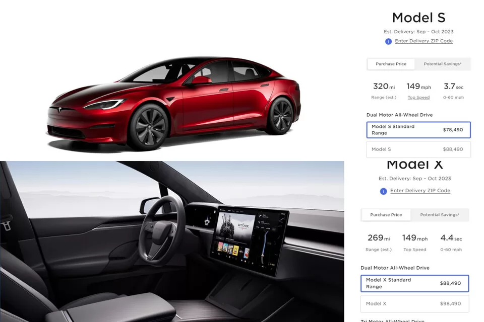 Comparação Tesla Model S e Model X - Standard Range