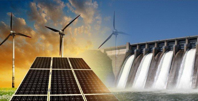 Energias renováveis solar eólica e hídrica